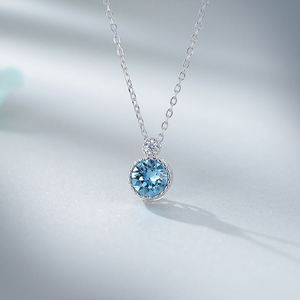 Women's 925 <b>Silver</b> Jewelry <b>Set</b> Blue Zircon <b>Necklace</b> <b>Earrings</b> Bracelet Classic Wedding Rhodium Plated Party Gift - Product Image 3