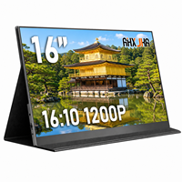 Écran double étendu AHXJKA 16 pouces 1200P 60Hz avec étui en cuir, un seul câble pour étendre l'écran d'un ordinateur portable, compatible Windows, Mac et consoles de jeu
