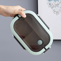 Boîte à lunch écologique à double couche en plastique, hermétique, anti-fuite, 2 compartiments, capacité de 1 à 3 L, style coréen