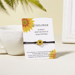 Braccialetto di ciondolo di girasole dell'amicizia sei il mio sole fai un desiderio gioielli Pinky promettere ciondolo margherita coppia braccialetti abbinati - Product Image 4
