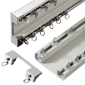 Rail de rideau <span class=keywords><strong>double</strong></span> en alliage d'aluminium écologique, système de rail coulissant silencieux à montage au <span class=keywords><strong>plafond</strong></span> personnalisé pour la décoration intérieure - Product Image 1