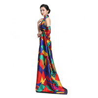 Écharpe en soie à motifs géométriques multicolores imprimés numériquement sur mesure, grande taille 90 cm carrée, en satin, pour accessoire de mode féminin