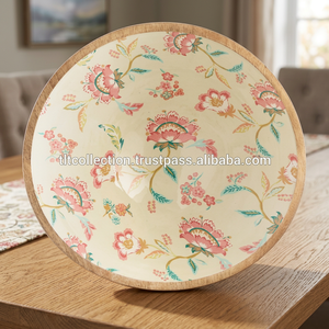 Cuenco de madera artesanal con diseño Floral, servidores de madera - Product Image 3