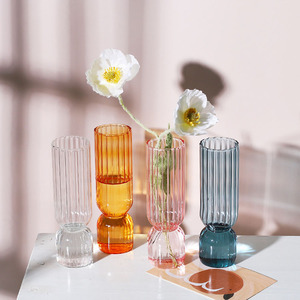 Cutelife Nordic Transparent Small Glass Vase Terrarium Hydroponic Flower Vases Wedding Home Decor Vase