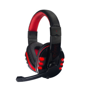 Auriculares con Cable de 3.5mm, Botón de Volumen, Luz LED, USB, Sonido Estéreo para PC, con Micrófono, Auriculares Supraaurales, Auriculares para Juegos SY733MV - Product Image 1