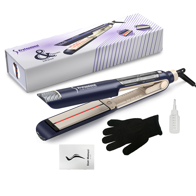 Wholesale Professional Steam and Infrared Hair Straightener with Power Cord 360° Rotation and LED Hair Straightener Portable