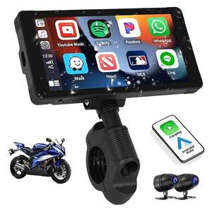 Navegador GPS con Pantalla Táctil Inalámbrico <span class=keywords><strong>para</strong></span> Auto/Moto con Bluetooth, Carplay, <span class=keywords><strong>Android</strong></span> Auto, Cámara Impermeable y Asistente de Reversa con IA - Product Image 1