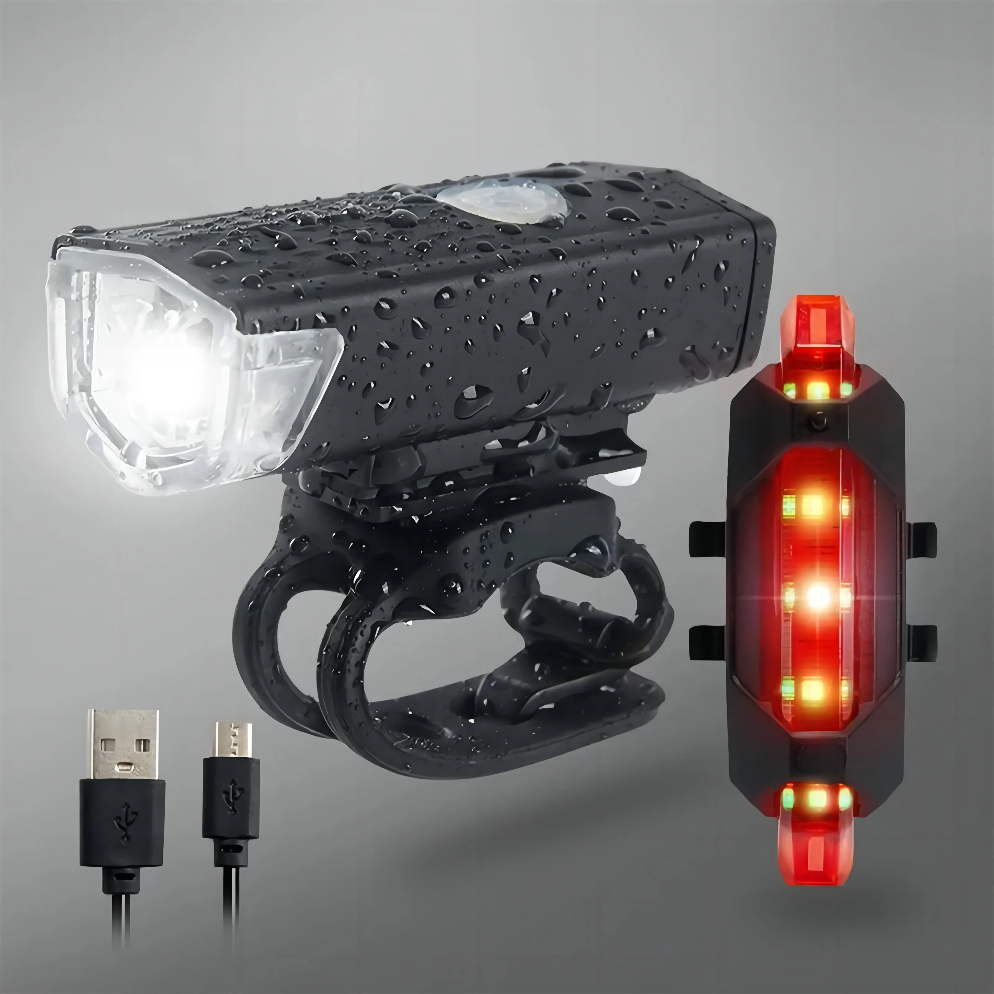 Водонепроницаемые USB перезаряжаемые Аксессуары для велосипеда USB передние и задние светодиодные фонари для горного велосипеда для ночной езды Велосипедное освещение