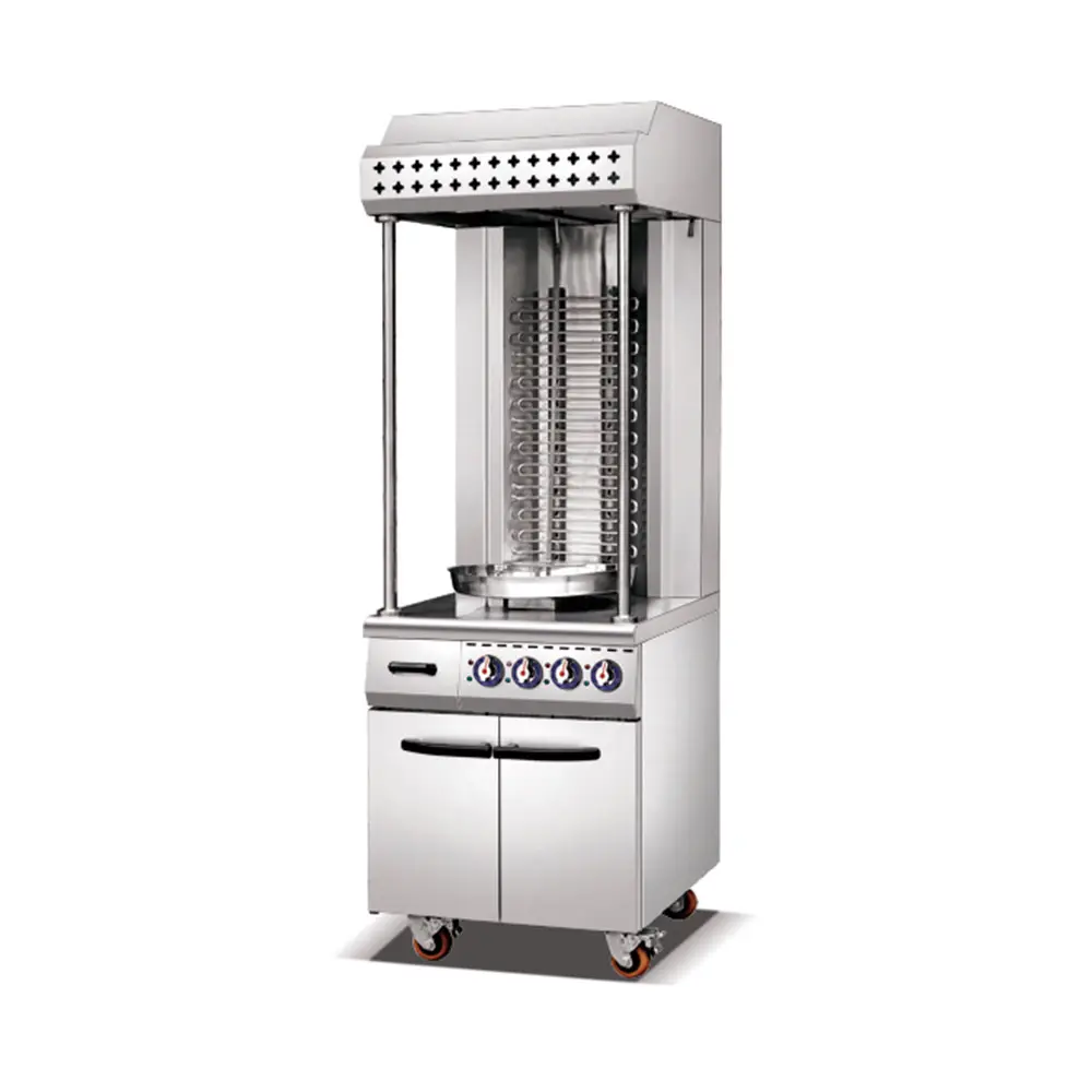 Gas Doner Kebab Shawarma Machine Electric Turkey Grill Machine Meat Kebab Roasting Machine With Cabinet