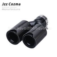 Embouts d'échappement en Y pour voiture, en acier inoxydable, entrée 63 mm, sorties 79 mm, fibre de carbone noire, luxe, épaisseur 1,5 mm, universels, doubles
