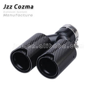 Embout de silencieux de voiture en forme de Y, embout en acier inoxydable, entrée de 63 mm, sorties de 79 mm, noir, fibre de carbone, embouts d'échappement universels doubles - Product Image 3