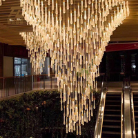 Lustre en cristal de verre moderne de luxe FireLux personnalisé avec télécommande pour mariage, hall d'hôtel, escalier, éclairage LED