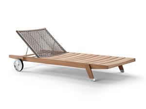 Lit inclinable en teck extérieur patio rotin piscine chaise de plage meubles de balcon - Product Image 4