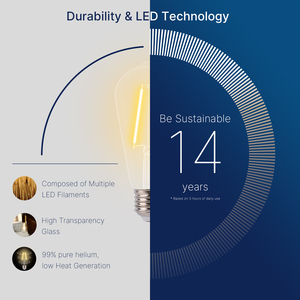 หลอดไฟ <span class=keywords><strong>LED</strong></span> ฟิลาเมนต์ 2W ST19 สำหรับใช้ภายใน/ภายนอกอาคาร ขั้ว E26 แสงวอร์มไวท์ 2700K สไตล์เอดิสัน เหมาะสำหรับบ้านพักอาศัย สวน/สนามหญ้า ใช้ไฟ AC  วัสดุแก้ว - Product Image 6