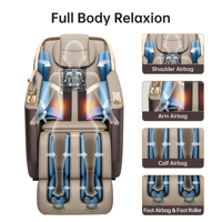 Fauteuil de massage professionnel à inversion intégrale, nouveau style 2023, système zéro gravité, en cuir PU, massage intelligent, vente en gros