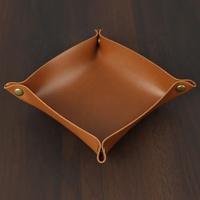 Plateau de rangement pliable en similicuir pour bijoux, bonbons, pièces de monnaie, organisateur de bureau, de chevet ou d'entrée, avec compartiments en papier et fermeture à la taille personnalisée