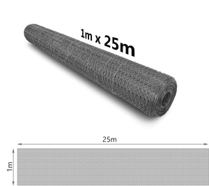 Rotolo di rete metallica di pollo rivestito in PVC zincato 1m X 25m filo di recinzione esagonale grigio 25mm foro di rete per pollame per il taglio di piegatura - Product Image 4