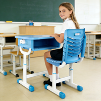 Ensemble de chaise et de bureau d'écolier ergonomiques en plastique, design moderne, hauteur réglable, pour les écoles - Vente en gros directe d'usine
