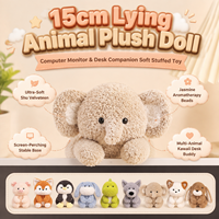 Boneka Hewan Peliharaan Berbaring 15cm, Dekorasi Meja Komputer Lucu, Mainan Hewan Isi Lembut untuk Kantor, Laptop, Hadiah Penenang untuk Rekan Kerja
