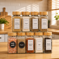 Bouteilles de stockage d'épices en verre de qualité alimentaire sans BPA, hermétiques, 120 ml, pour la cuisine, ensemble de 12 avec couvercles en bois