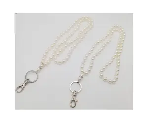 2024 Hot Wholesale Quality High Standard Glass Pearl Phone Strap With Custom Size 40cm, 60cm, 120cm Pearl Beaded Phone Lanyard