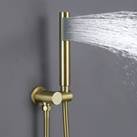 Ensemble de douche électrique thermostatique intelligent moderne noir mat à poignée unique, avec robinet de douche double effet pluie en laiton, barre coulissante et valve en céramique