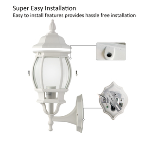 Đèn Lồng Treo Tường Ngoài Trời Đèn Chiếu Sáng Bên Ngoài Hiên Nhà Chống Nước Bằng Nhôm Đúc Kết Thúc Màu Trắng Với Chảo Kính Vát Trong Suốt - Product Image 6