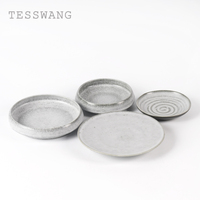 Service de table en céramique gris moucheté minimaliste nordique, assiettes en porcelaine à glaçure réactive mate, pour hôtels et restaurants, portables et réutilisables