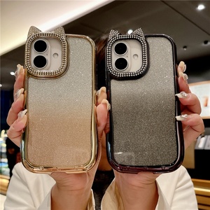 เคสโทรศัพท์มือถือแบบนิ่ม TPU ชุบโครเมียมลายหูแมว สำหรับ iPhone 11 12 13 14 15 16 Pro Max - Product Image 2