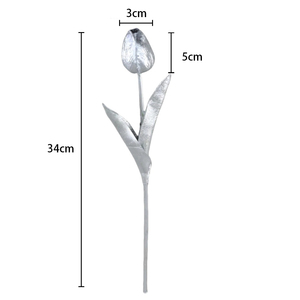 Tulipani Artificiali Lussuosi Oro e Argento Metallizzati - Fiori di Tulipano in PU Effetto Reale per Centrotavola Matrimoniali - Product Image 2