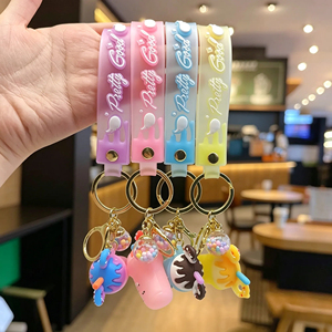 <span class=keywords><strong>Porte</strong></span>-clés Créatif en PVC « Crème Glacée et Boba Milk Tea », <span class=keywords><strong>Porte</strong></span>-clés Tasse de Lait de Thé, Cadeaux Promotionnels pour Enfants et Filles - Product Image 1