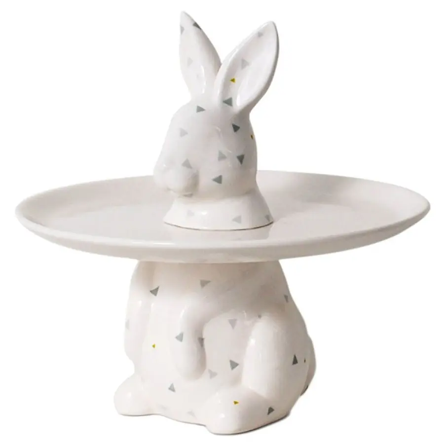 素敵なイースター陶器食器セラミックウサギカップケーキプレートサービングプレートケーキスタンドトレイ結婚式用