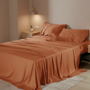 4PCs Cooling Breathable 300tc Bed Set 100% Bamboo Fiber <b>Sheets</b> <b>Queen</b> <b>Size</b> Deep Pocket Stitching Home Hotel Use - Product Image 2