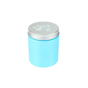 500ml 블루 저렴한 도매 느슨한 분말 항아리 바디 스크럽 용기 뚜껑이있는 플라스틱 화장품 항아리