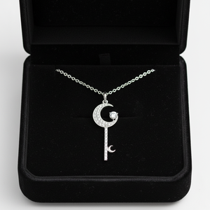 Hot Selling Trendy Design Moon Key Shape Shiny <b>Necklace</b> Jewelry 18K Solid White Gold Real Natural Diamond Pendant <b>Necklace</b> - Product Image 5