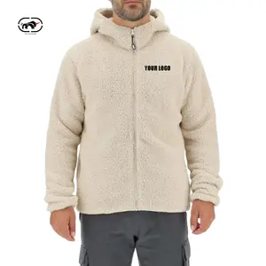 OEM Custom Fashion Stand Collar Blank Sherpa Wool Jacket Men's Full Zipper Plus Size Thick Teddy Fleece Jacket