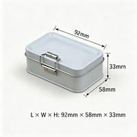 Boîte en fer blanc rectangulaire légère à couvercle articulé à clipser pour souvenirs, échantillons d'épices, clés, bijoux, breloques, mini-gadgets, rangement intérieur, autocollants
