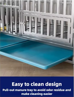 Niches pliables en acier inoxydable pour chiens, avec cadre en fer, 95*63.5*74cm, assemblage facile, plateau en plastique robuste inclus, bouton-pression pour la fermeture de la boîte