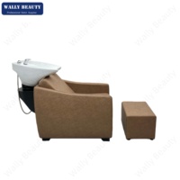 Fauteuil de lavage de luxe marron pour salon de coiffure, mobilier de salon, bac à shampoing