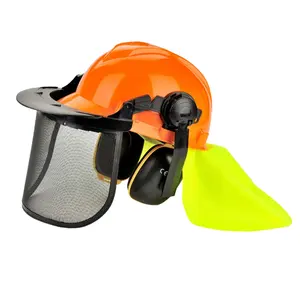 FS3012 helm perlindungan wajah, set helm keamanan berkebun anti percikan dan anti kebisingan untuk merekam hutan