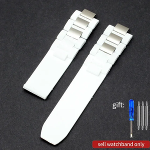 Biểu Tượng Tùy Chỉnh Lớn lên Miệng Silicone Dây Đeo Cho Thế Kỷ Gấp Khóa Màu Đen Trắng Cao Su Watchband Phụ Kiện 20*10Mm - Product Image 6