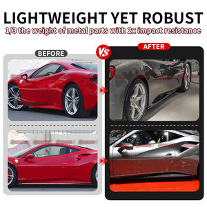 สเกิร์ตข้างคาร์บอนไฟเบอร์แบบแห้ง สไตล์ OEM สำหรับ Ferrari 488 ชิ้นส่วนต่อขยายข้าง  ความพอดีที่สมบูรณ์แบบ อะไหล่ตัวถังรถยนต์ - Product Image 2