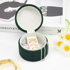 Blauw Rood Geel Groen Fluweel Omzoomde Sieraden Organizer Geaccentueerd Met Een Kwast Custom Logo Reizen Sieraden Doos