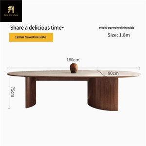 Tavolo da Pranzo Ovale in Legno di <span class=keywords><strong>Noce</strong></span> Stile Nordico Retrò Moderno per Mobili da Casa e Cucina Uso Ristorante - Product Image 6