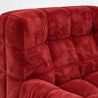 Fauteuil en velours côtelé matelassé en grille avec mousse haute densité, chaise de salon enveloppante, fauteuil d'appoint individuel