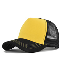 Gorra de béisbol de 5 paneles transpirable de color sólido, visera de malla de sarga alta, sombrero de terciopelo de ala grande para el sol con publicidad de puntos elegante