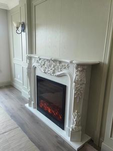 <span class=keywords><strong>Chimenea</strong></span> de Mármol Arabescato Italiano Tallada <span class=keywords><strong>a</strong></span> <span class=keywords><strong>Mano</strong></span>, Diseño Clásico Moderno para Decoración de Interiores del Hogar - Product Image 4