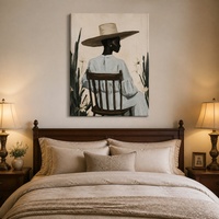 Grande toile encadrée sur châssis, portrait de femme afro-américaine, art mural aux tons neutres pour la décoration résidentielle