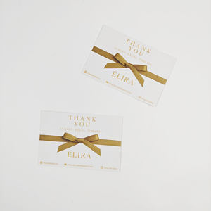 Cartes de vœux d'affaires de luxe écologiques en papier couché 300 g/m² avec logo personnalisé, estampage à chaud or, impression 1 couleur - Product Image 1