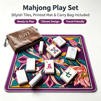 Jeu de Mahjong Américain Vintage Floral Gem avec 160 Tuiles en Acrylique Blanc Nacré